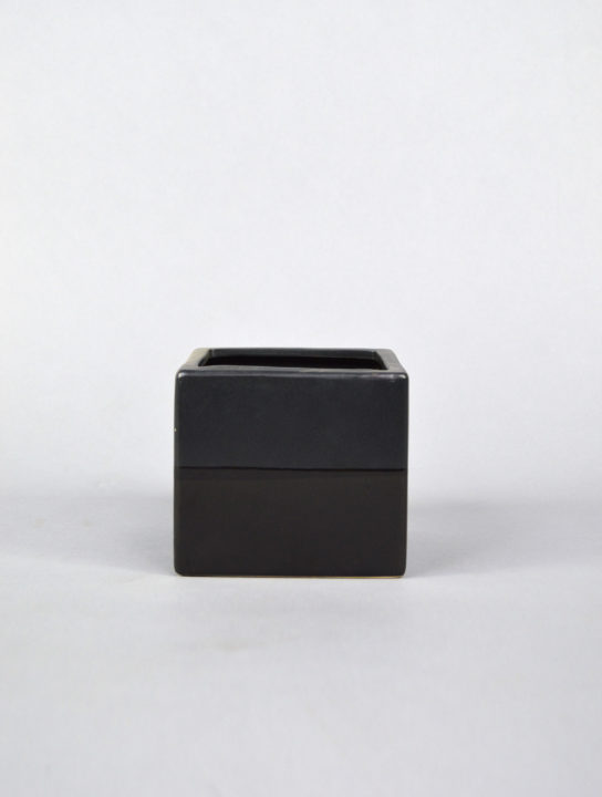 Black Ceramic Square Vase With Gloss Bottom Featured West Coast